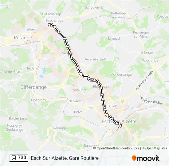 730 Bus Line Map