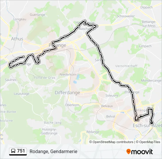 751 Bus Line Map