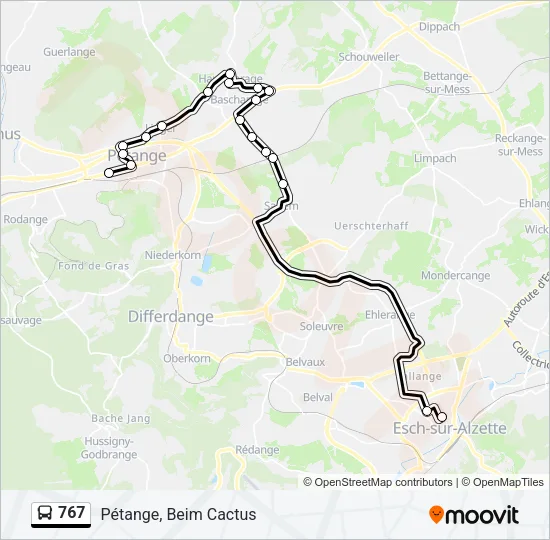 767 Bus Line Map
