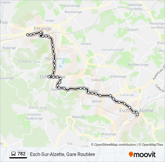 Plan de la ligne 782 de bus