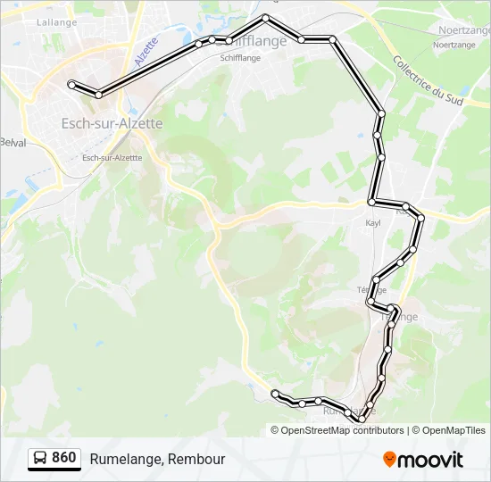 860 Bus Line Map
