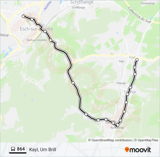 864 Bus Line Map
