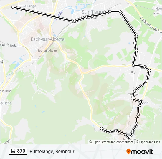 870 Bus Line Map