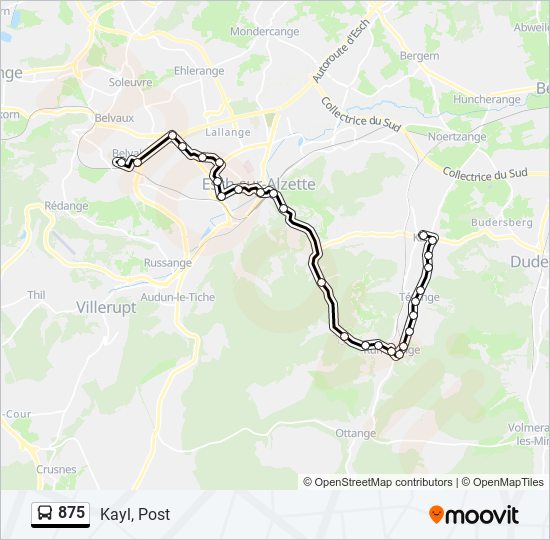 875 bus Line Map