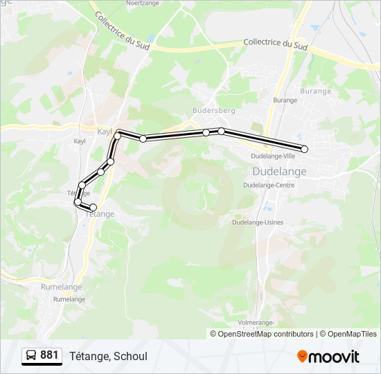 Plan de la ligne 881 de bus