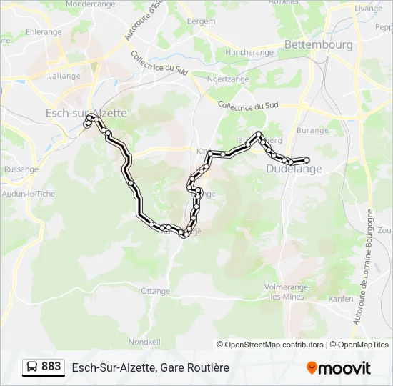 883 Bus Line Map