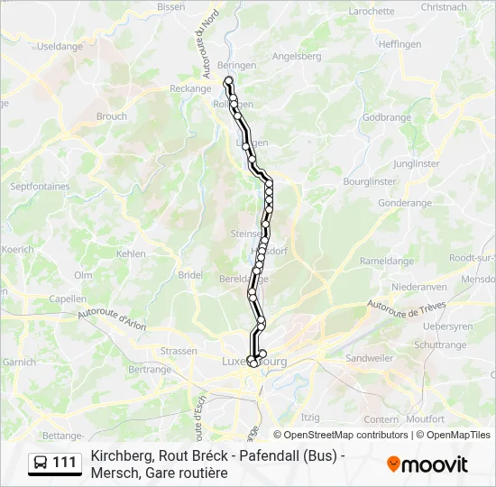 Plan de la ligne 111 de bus