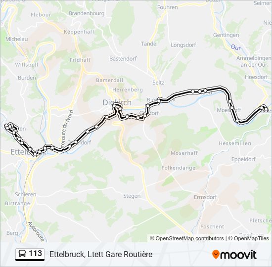 Plan de la ligne 113 de bus