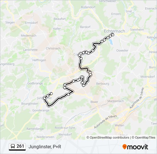 Plan de la ligne 261 de bus