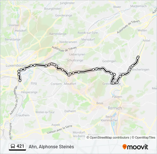 421 Bus Line Map