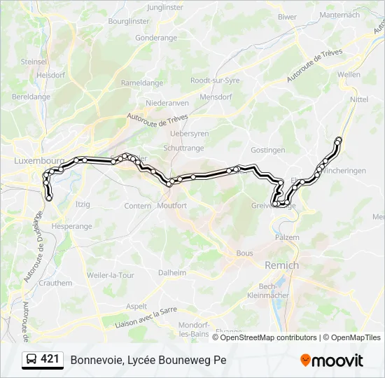 421 Bus Line Map