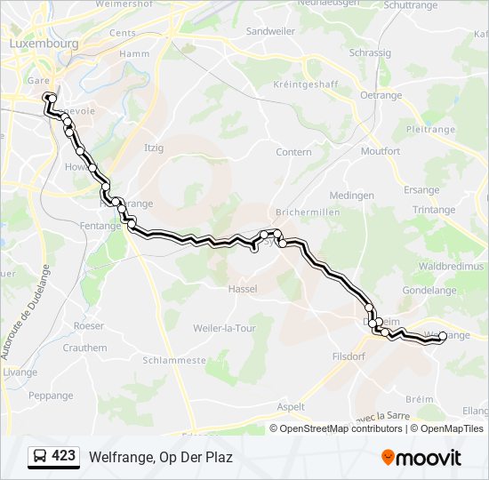 Plan de la ligne 423 de bus