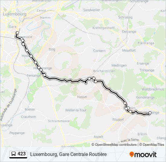 Plan de la ligne 423 de bus