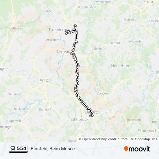 554 Bus Route Map 554 Route: Schedules, Stops & Maps - Binsfeld, Beim Musée (Updated)