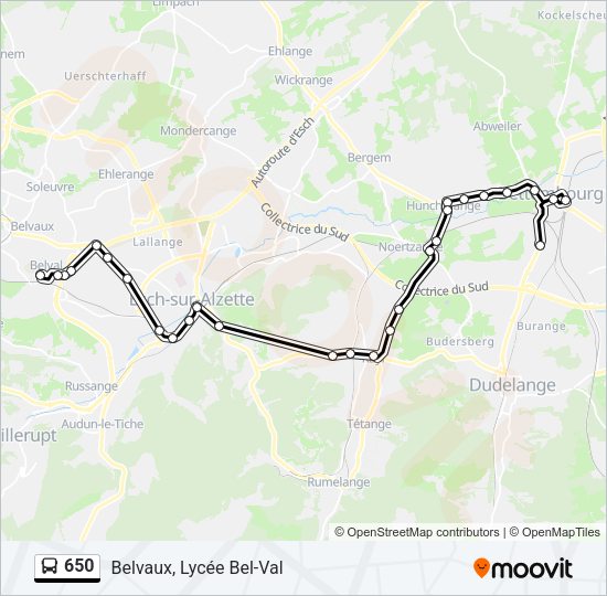 Plan de la ligne 650 de bus