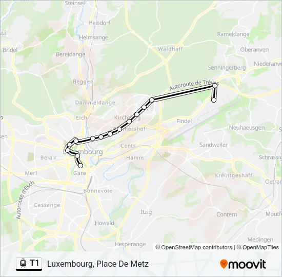 T1 Light Rail Line Map