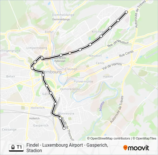 T1 Light Rail Line Map