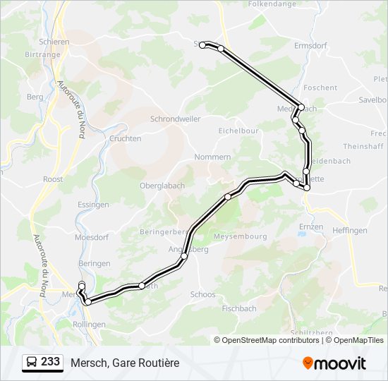 Plan de la ligne 233 de bus