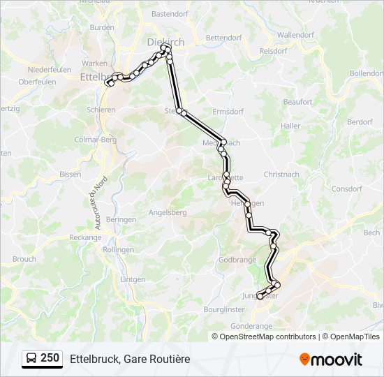 Plan de la ligne 250 de bus