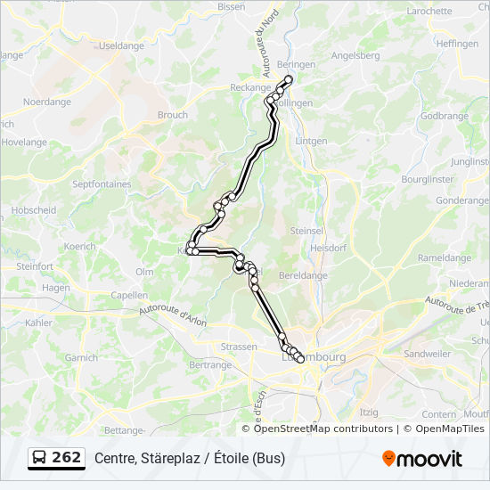 Bus 262 Route Map 262 Route: Schedules, Stops & Maps - Centre, Stäreplaz / Étoile (Bus)  (Updated)