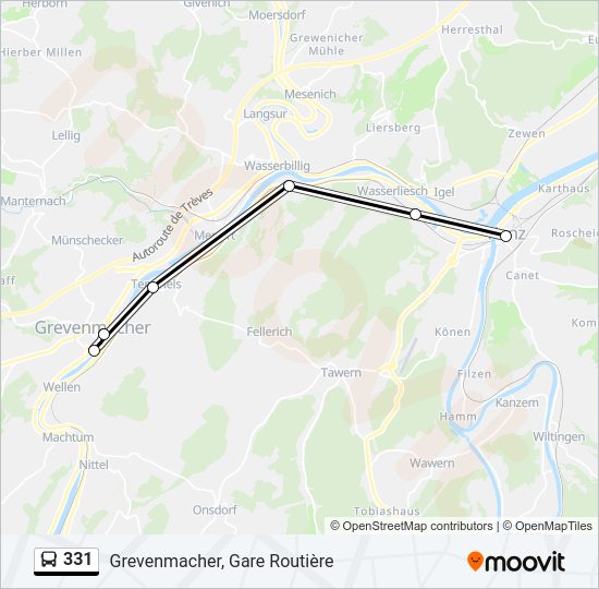 Plan de la ligne 331 de bus