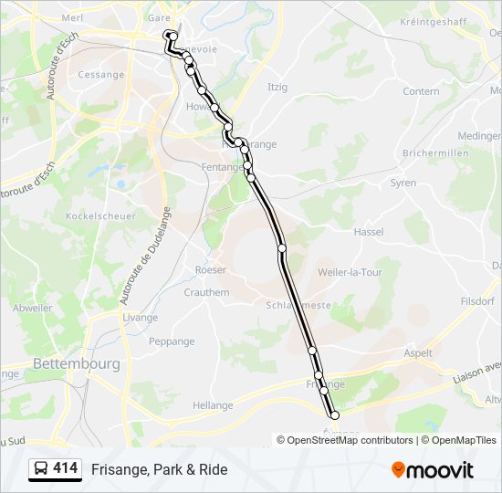 Plan de la ligne 414 de bus