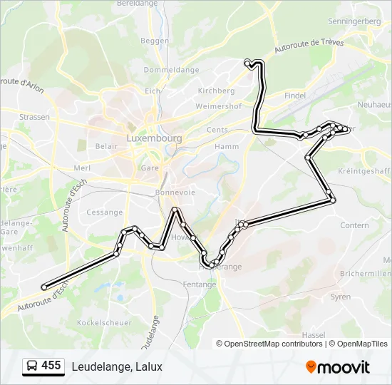 455 Bus Line Map