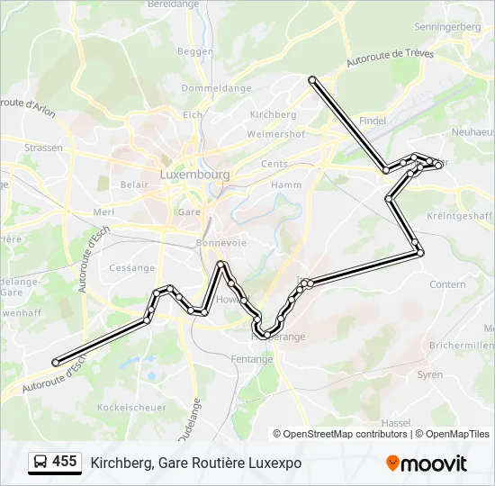 455 Bus Line Map