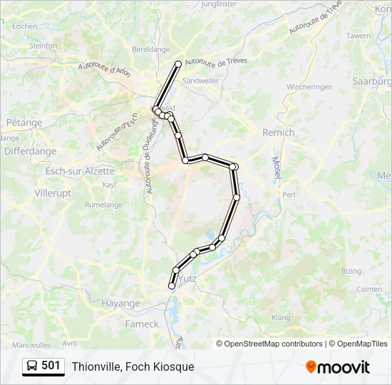 501 Bus Line Map