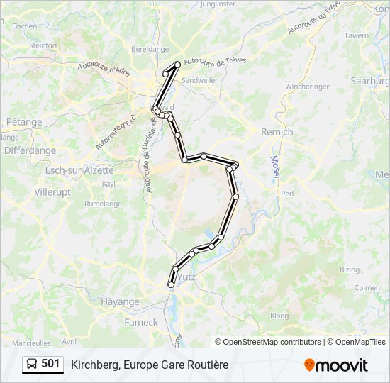 Plan de la ligne 501 de bus