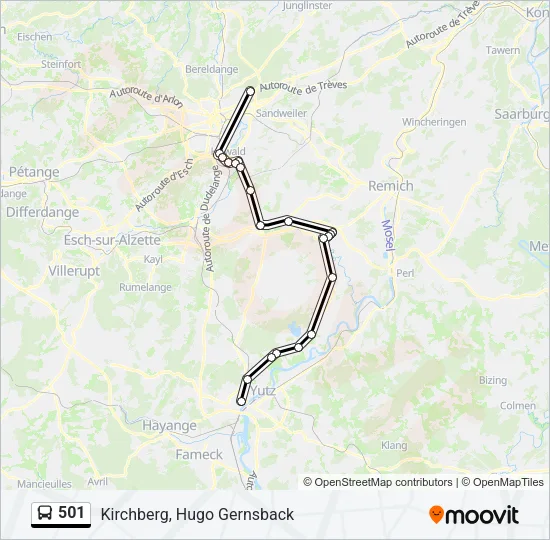 501 Bus Line Map