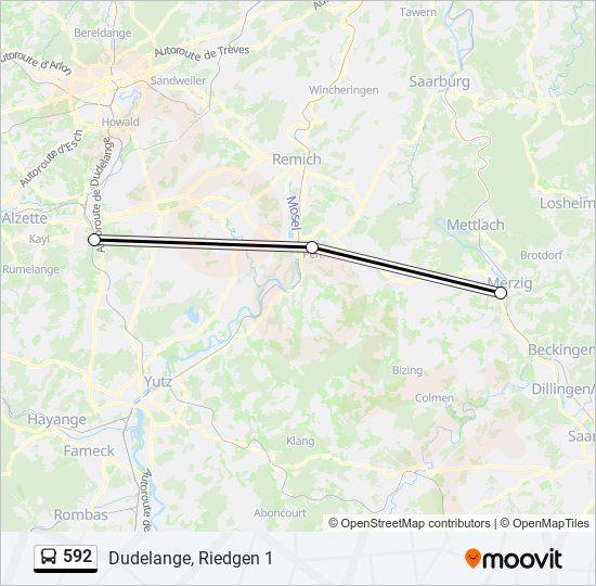 Plan de la ligne 592 de bus