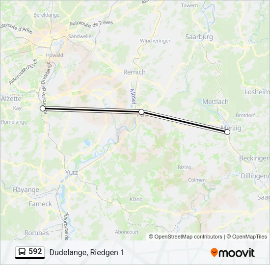 592 Bus Line Map