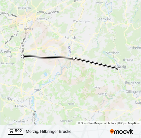 592 Bus Line Map