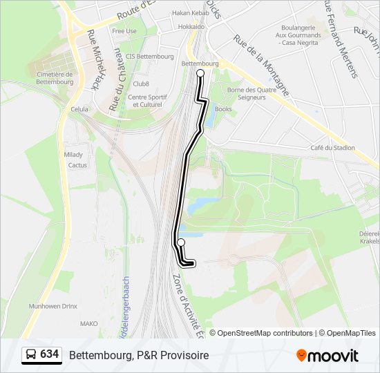 634 bus Line Map