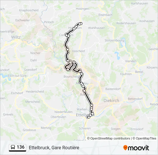 136 Bus Line Map