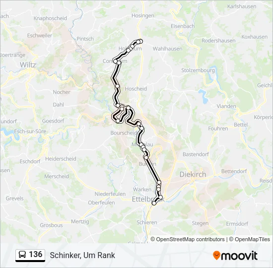 136 Bus Line Map