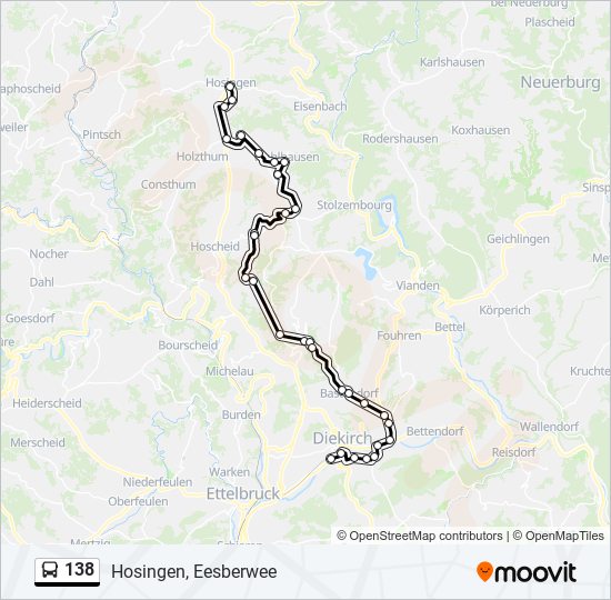 Plan de la ligne 138 de bus