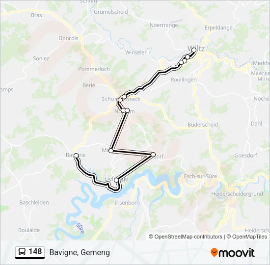 148 Bus Line Map