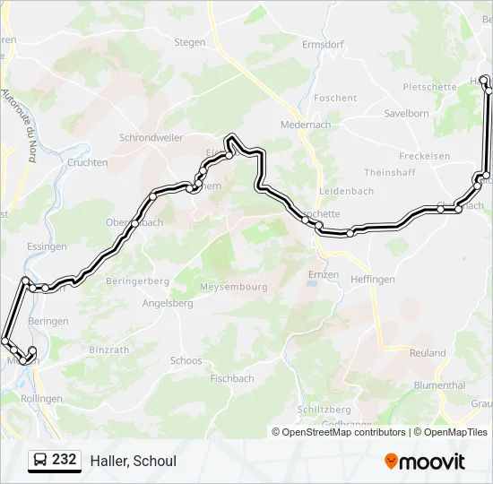 232 Bus Line Map