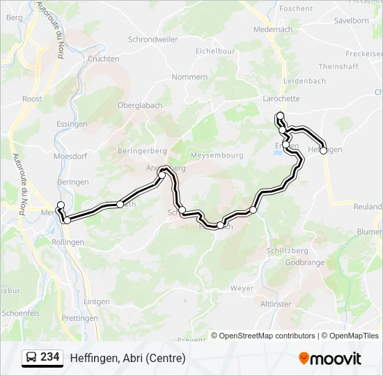 234 Bus Line Map