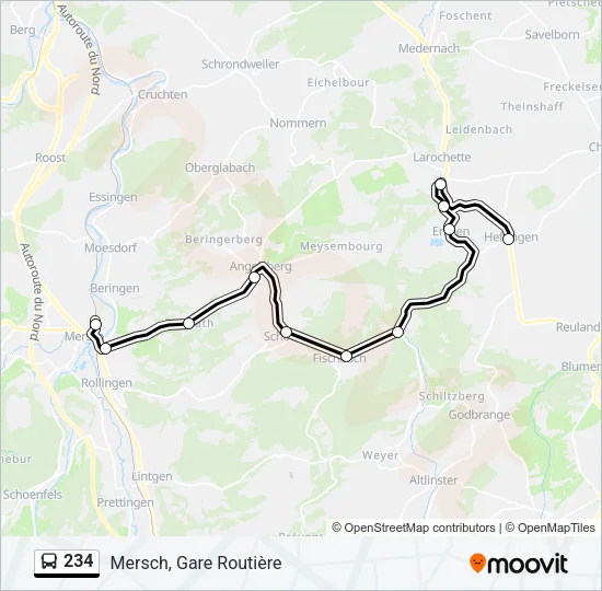 234 Bus Line Map