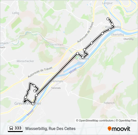 333 Bus Line Map