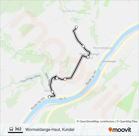 362 Bus Line Map