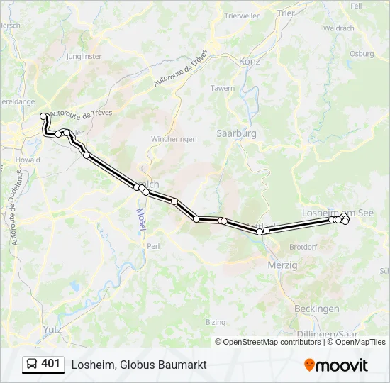 401 Bus Line Map