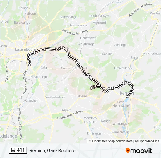411 Bus Line Map
