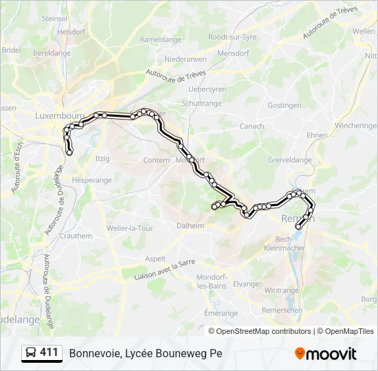 411 Bus Line Map