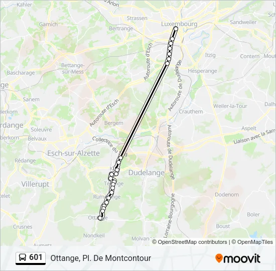 601 Bus Line Map