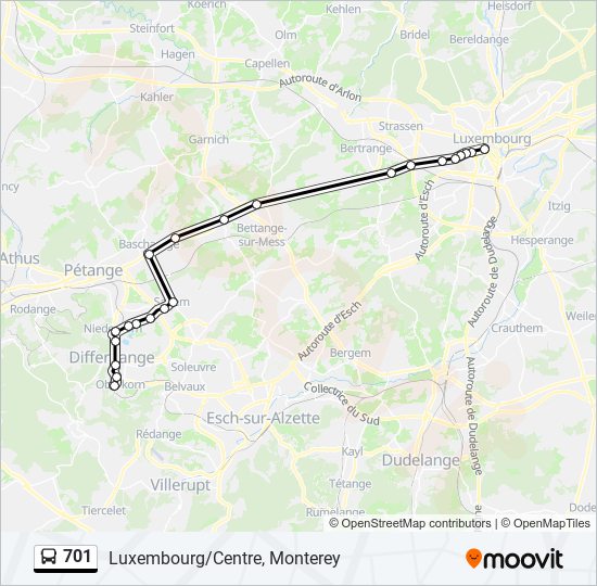 701 bus Line Map