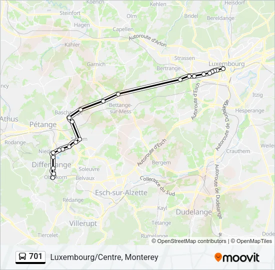 701 Bus Line Map